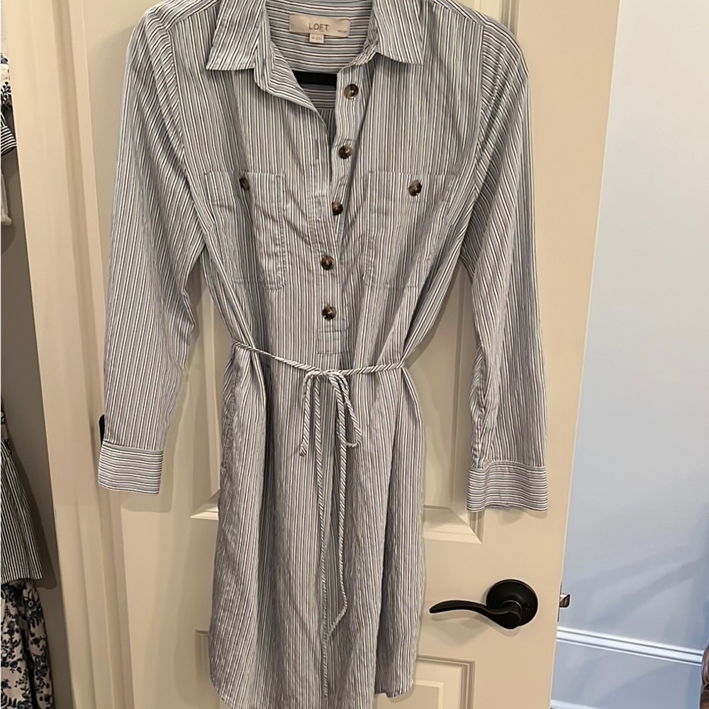 LOFT Blue Striped Women's Dress